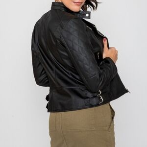 Women Biker PU Faux Leather Jacket